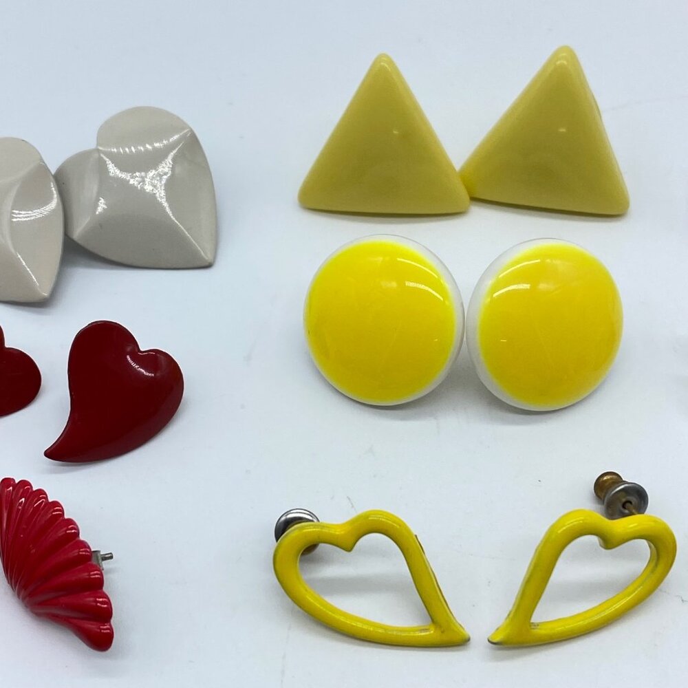Vtg 80s Statement Earrings Lot of 20 Geometric Abstract Designs Mixed Colors - Picture 6 of 12